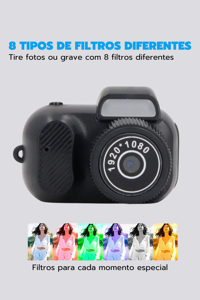 Câmera digital compacta para crianças com tela de 0,96" – vídeo HD 1080p, perfeita para viagens e presentes de fim de ano. Projetada para crianças capturarem