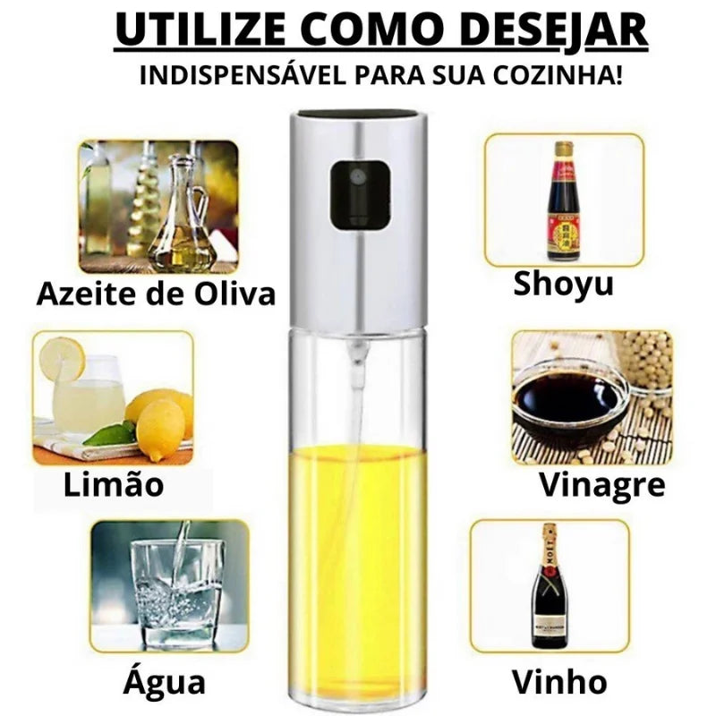 Spray de Azeite Pulverizador Borrifador - Vidro e INOX, 200ml - Precisão e Elegância para Cozinhar com Saúde!